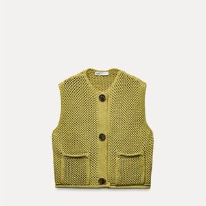 Zara Mustard Knit Buttoned Vest